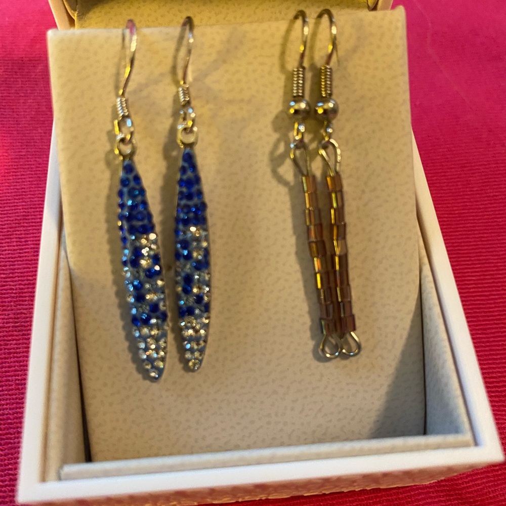 Swarovski royal blue and clear crystal earrings